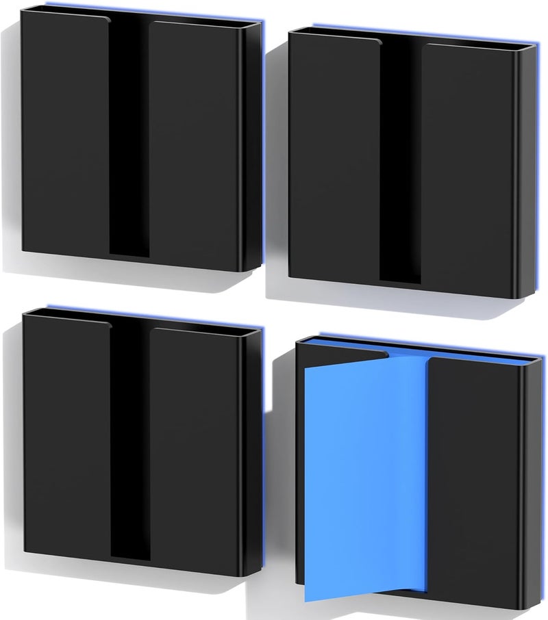 Alytree 4 Pcs Sticky Note Dispenser, Magnetic Sticky Note Holder for Post It Notes, 3 x 3 Inch Sticky Note Organizer for Office Home Classroom, Black - Image 1